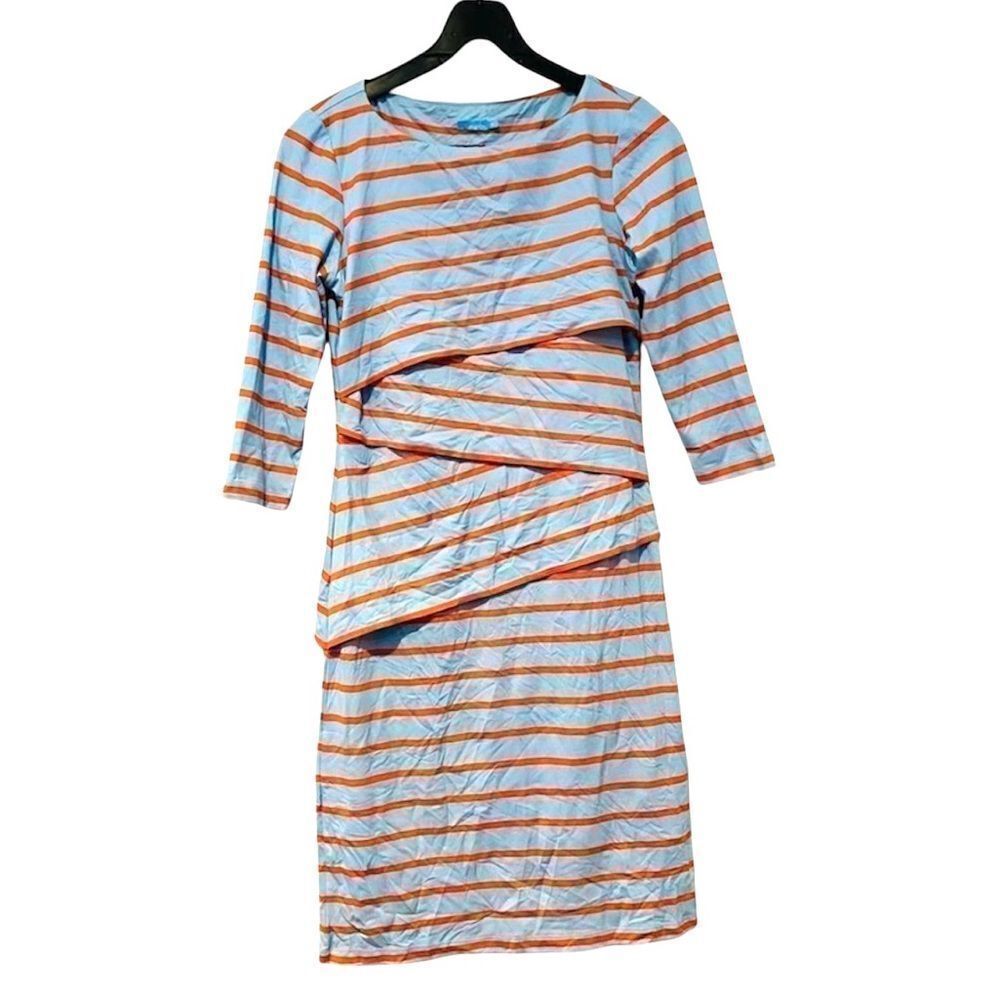 J. Mclaughlin Nicola Blue Orange Striped Dress Size XS